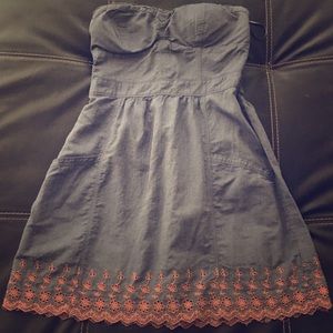 Denim blue & pink tube top dress